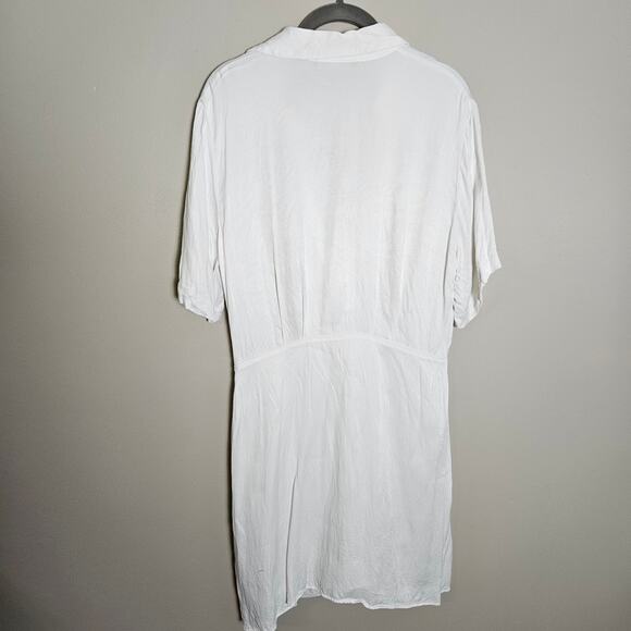Zara White Mini Wrap Look Dress Sz Large - Picture 7 of 12